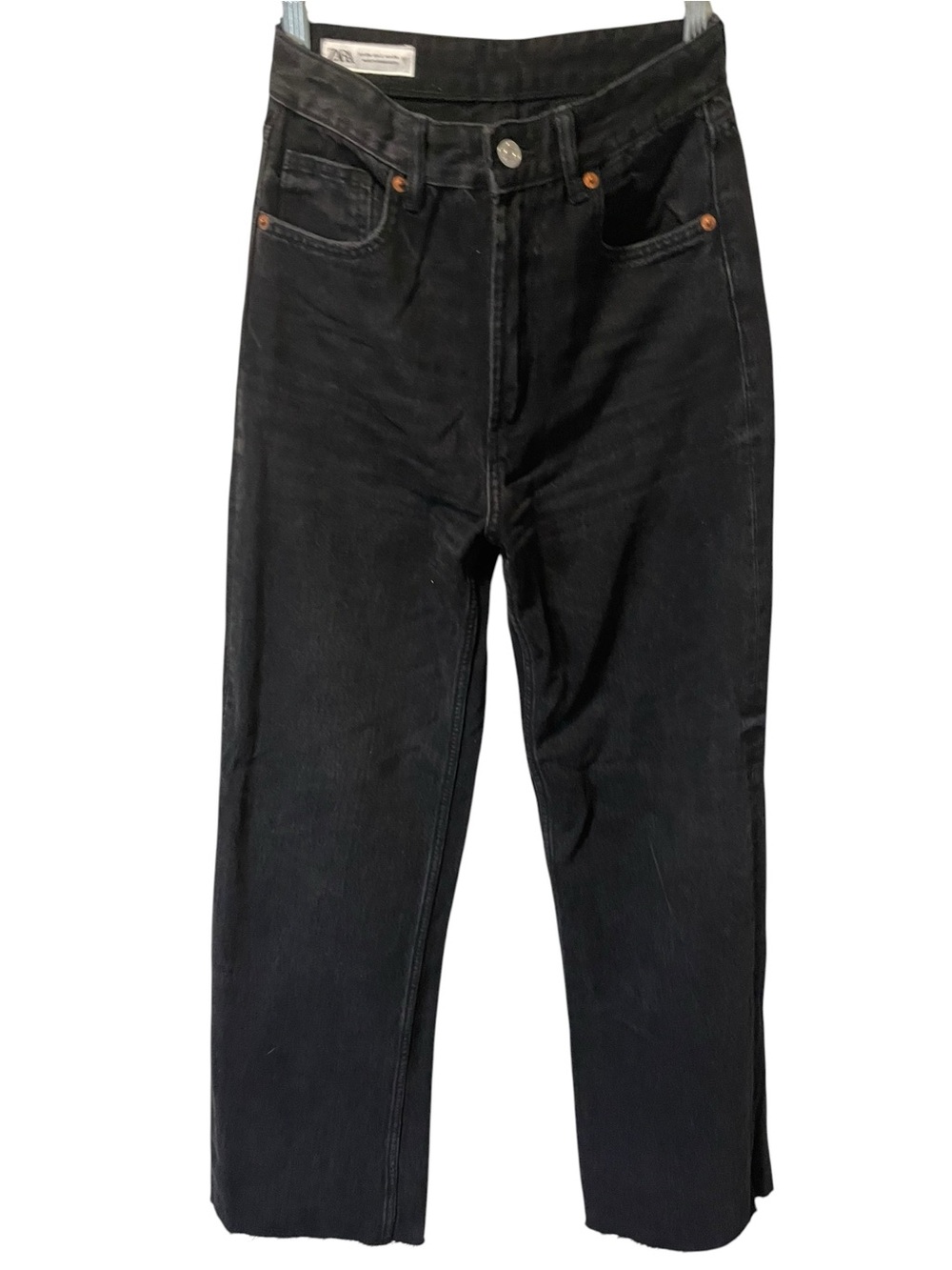 Zara High-Rise Straight Leg Jeans in Black Size 2 - Picture 8 of 10